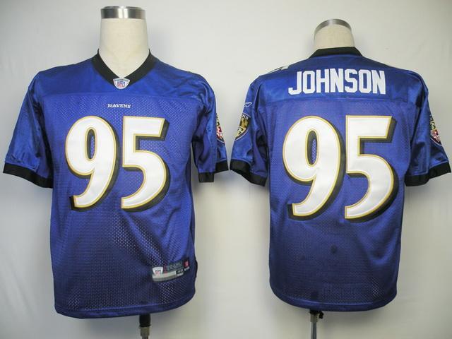 Ravens #95 Jarret Johnson Purple Stitched NFL Jersey