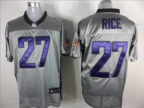 Ravens #27 Ray Rice Grey Shadow Stitched NFL Jersey