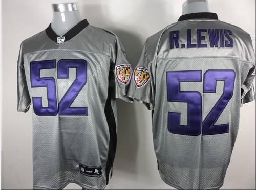 Ravens #52 Ray Lewis Grey Shadow Stitched NFL Jersey