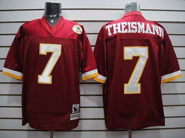 Mitchell and Ness Redskins #7 Joe Theismann Red With 50TH Anniversary Stitched NFL Jersey