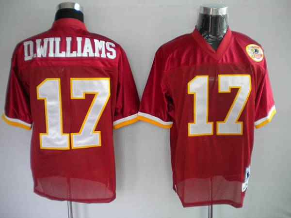 Mitchell and Ness Redskins #17 Doug Williams Red With 50TH Anniversary Patch Stitched NFL Jersey