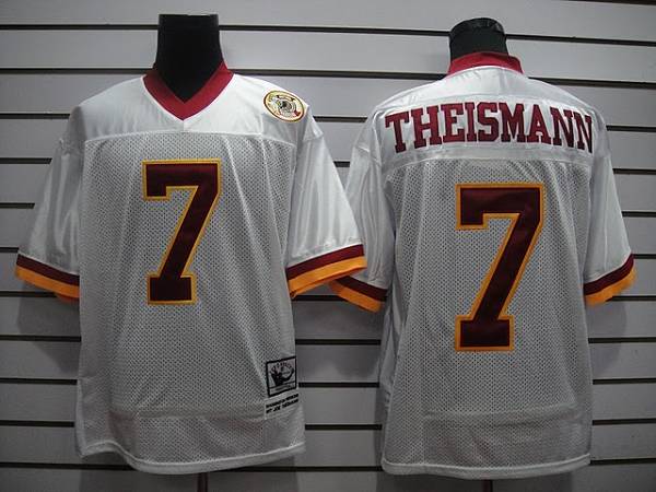 Mitchell and Ness Redskins #7 Joe Theismann White With 50TH Anniversary Stitched NFL Jersey