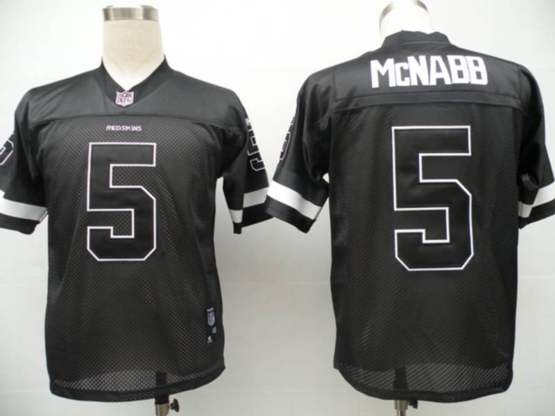 Redskins #5 Donovan McNabb Black Shadow Stitched NFL Jersey