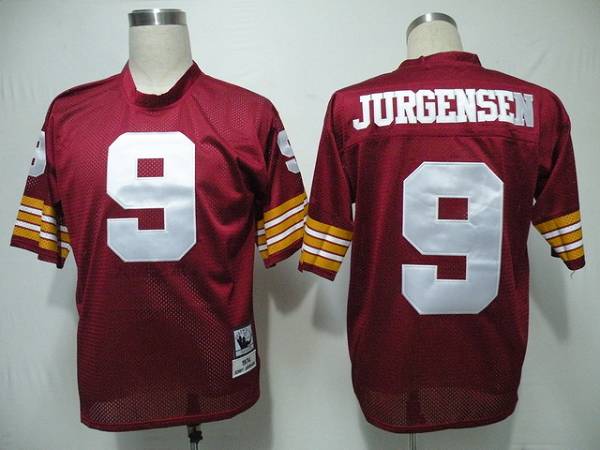 Mitchell and Ness Redskins #9 Jurgensen Red Stitched Throwback NFL Jersey