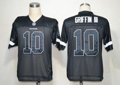 Redskins #10 Robert Griffin III Black Shadow Stitched NFL Jersey