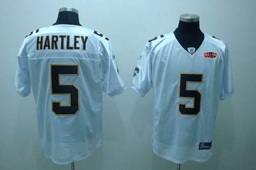 Saints #5 Garrett Hartley White With Super Bowl Patch Stitched NFL Jersey