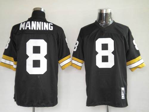 Mitchel & Ness Saints #8 Archie Manning Black Stitched Throwback NFL Jersey