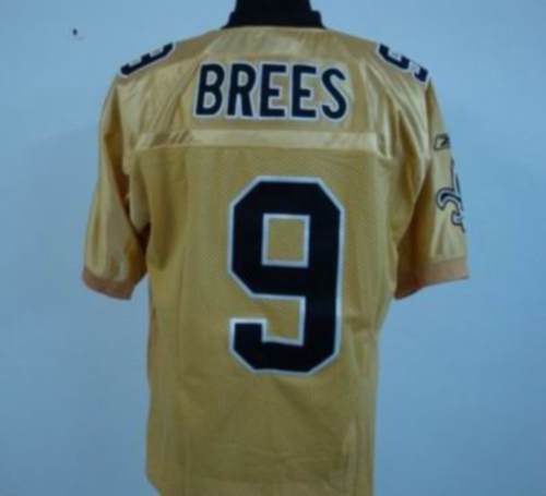 Saints #9 Drew Brees Gold Stitched NFL Jersey