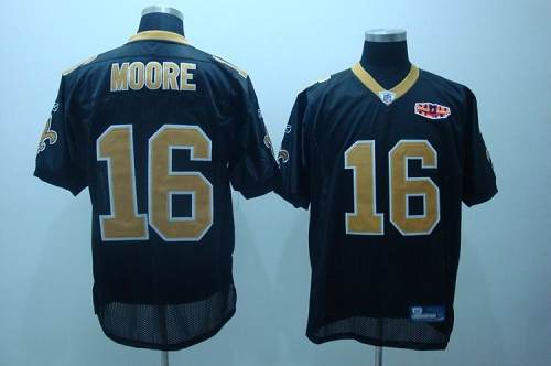 Saints #16 Lance Moore Black With Super Bowl Patch Stitched NFL Jersey