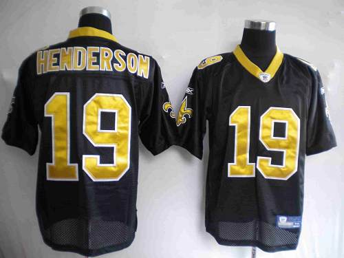 Saints #19 Devery Henderson Black Stitched NFL Jersey