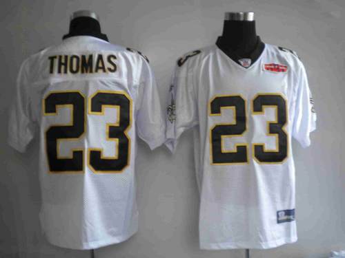 Saints #23 Pierre Thomas White With Super Bowl Patch Stitched NFL Jersey