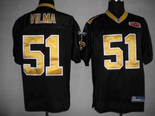 Saints #51 Jonathan Vilma Black With Super Bowl Patch Stitched NFL Jersey