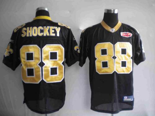 Saints #88 Jeremy Shockey Black With Super Bowl Patch Stitched NFL Jersey