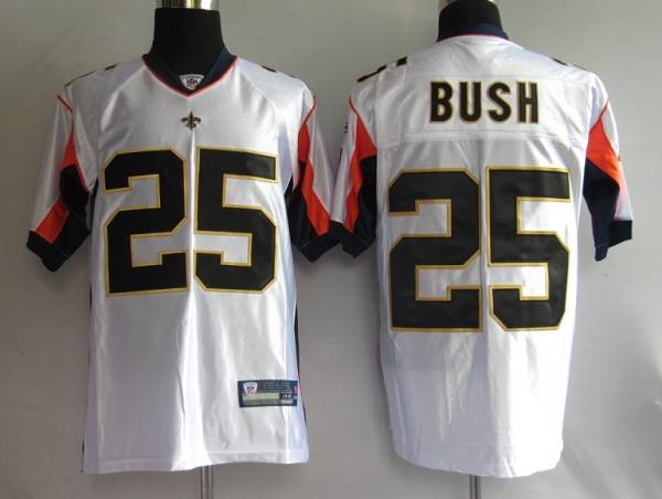 Saints #25 Reggie Bush White With New Super Bowl Patch Stitched NFL Jersey
