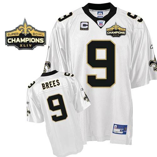 Saints #9 Drew Brees White Super Bowl XLIV 44 Champions Stitched NFL Jersey