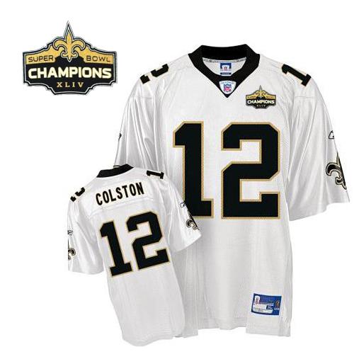 Saints #12 Marques Colston White Super Bowl XLIV 44 Champions Stitched NFL Jersey