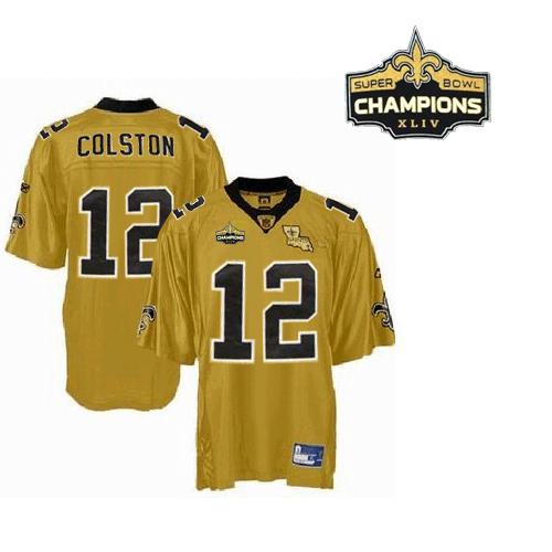 Saints #12 Marques Colston Gold Super Bowl XLIV 44 Champions Stitched NFL Jersey