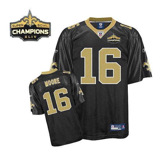 Saints #16 Lance Moore Black Super Bowl XLIV 44 Champions Stitched NFL Jersey