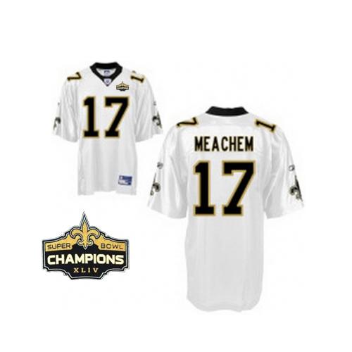 Saints #17 Robert Meachem White Super Bowl XLIV 44 Champions Stitched NFL Jersey