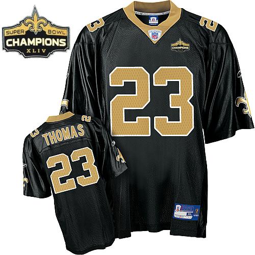 Saints #23 Pierre Thomas Black Super Bowl XLIV 44 Champions Stitched NFL Jersey