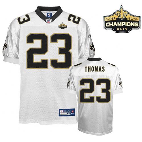 Saints #23 Pierre Thomas White Super Bowl XLIV 44 Champions Stitched NFL Jersey