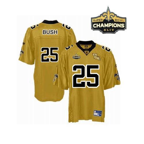 Saints #25 Reggie Bush Gold Super Bowl XLIV 44 Champions Stitched NFL Jersey