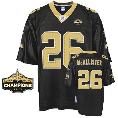 Saints #26 Deuce McAllister Black Super Bowl XLIV 44 Champions Stitched NFL Jersey