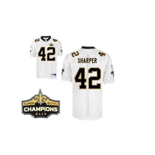 Saints #42 Darren Sharper White Super Bowl XLIV 44 Champions Stitched NFL Jersey