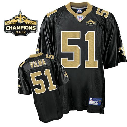 Saints #51 Jonathan Vilma Black Super Bowl XLIV 44 Champions Stitched NFL Jersey