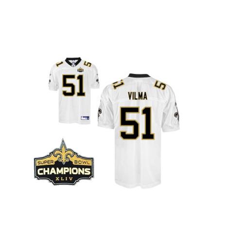 Saints #51 Jonathan Vilma White Super Bowl XLIV 44 Champions Stitched NFL Jersey