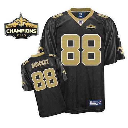Saints #88 Jeremy Shockey Black Super Bowl XLIV 44 Champions Stitched NFL Jersey
