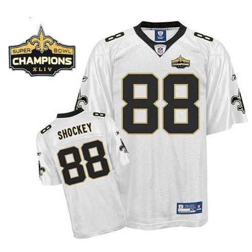 Saints #88 Jeremy Shockey White Super Bowl XLIV 44 Champions Stitched NFL Jersey