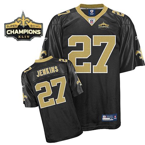 Saints #27 Malcolm Jenkins Black Super Bowl XLIV 44 Champions Stitched NFL Jersey
