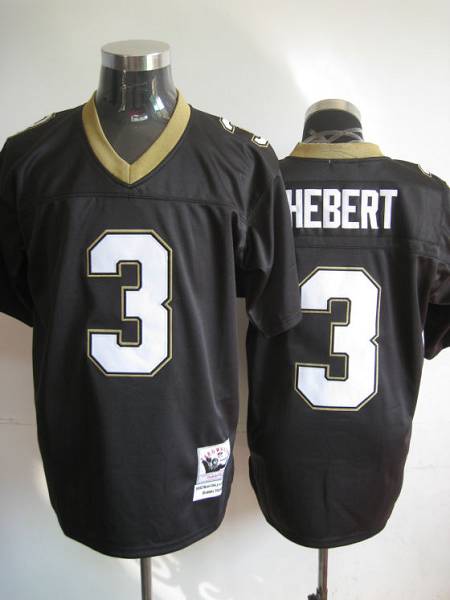 Mitchell And Ness Saints #3 Bobby Hebert Black Stitched Throwback NFL Jersey