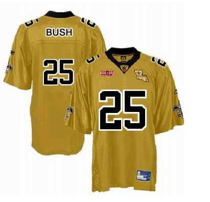 Saints #25 Reggie Bush Gold With Super Bowl Patch Stitched NFL Jersey