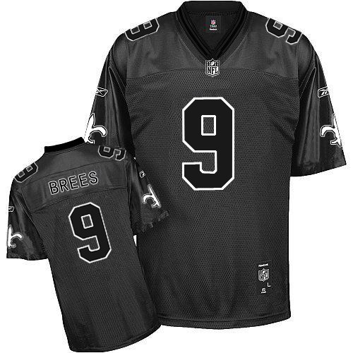 Saints #9 Drew Brees Black Shadow Stitched NFL Jersey