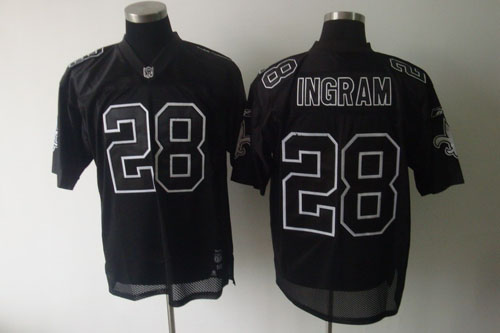 Saints #28 Mark Ingram Black Shadow Stitched NFL Jersey