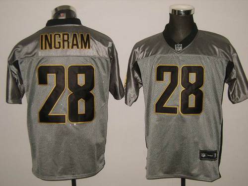 Saints #28 Mark Ingram Grey Shadow Stitched NFL Jersey