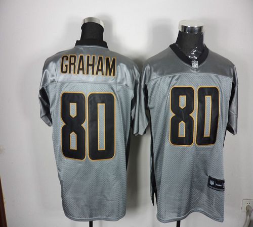 Saints #80 Jimmy Graham Grey Shadow Stitched NFL Jersey