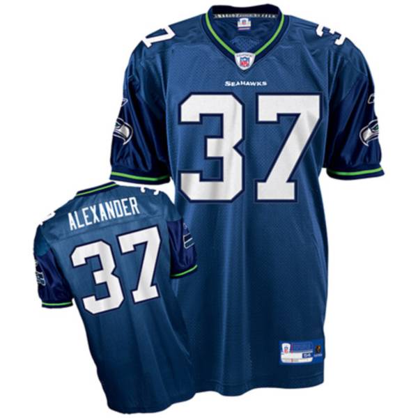 Seahawks #37 Shaun Alexander Blue Stitched NFL Jersey