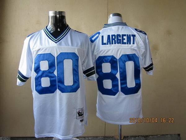 Mitchell & Ness Seahawks #80 Steve Largent White Throwback Stitched NFL Jersey