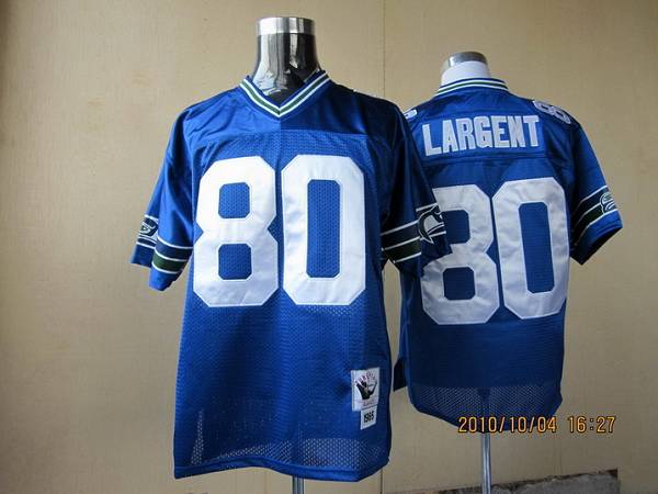 Mitchell & Ness Seahawks #80 Steve Largent Blue Throwback Stitched NFL Jersey