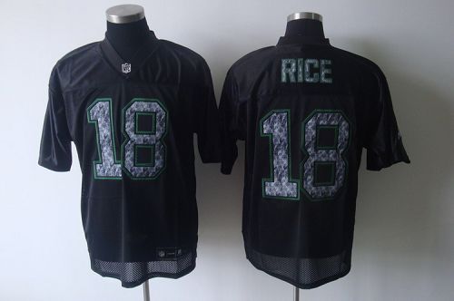 Sideline Black United Seahawks #18 Sidney Rice Black Stitched NFL Jersey