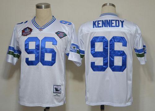 Mitchell And Ness Hall of Fame 2012 Seahawks #96 Cortez Kennedy White Stitched Throwback NFL Jersey