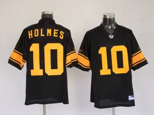 Steelers #10 Santonio Holmes Black With Yellow Number Stitched NFL Jersey