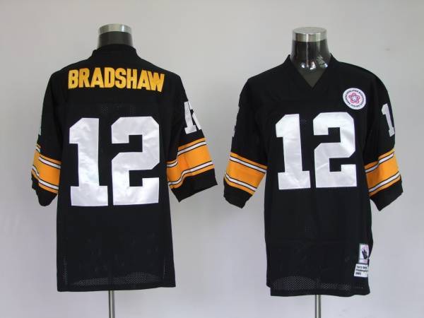 Mitchell & Ness Steelers #12 Terry Bradshaw Black Stitched Throwback NFL Jersey