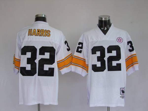 Mitchell & Ness Steelers #32 Franco Harris White Stitched Throwback NFL Jersey