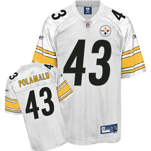 Steelers #43 Troy Polamalu White Stitched NFL Jersey