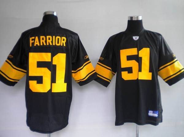 Steelers #51 James Farrior Black With Yellow Number Stitched NFL Jersey