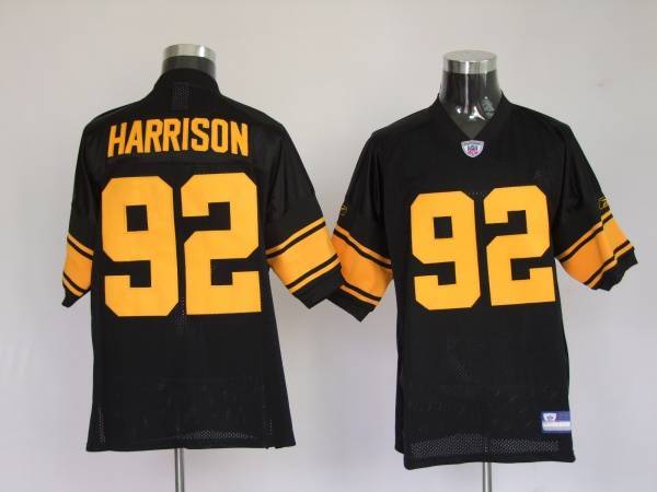 Steelers #92 James Harrison Black With Yellow Number Stitched NFL Jersey